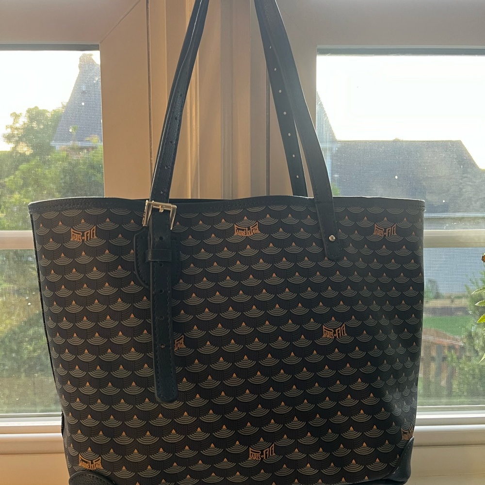 Faure Le Page Paris Tote Daily Battle 27 Paris Blue Scale Canvas Calf Leather